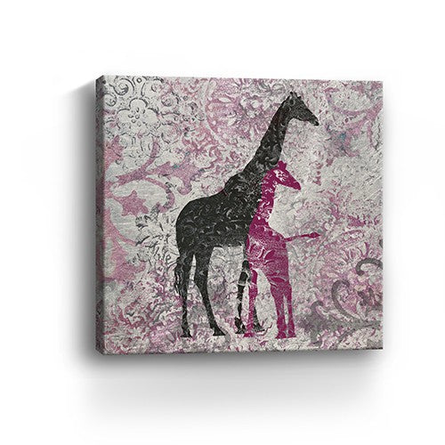 20" Exotic Pink Giraffes Canvas Wall Art