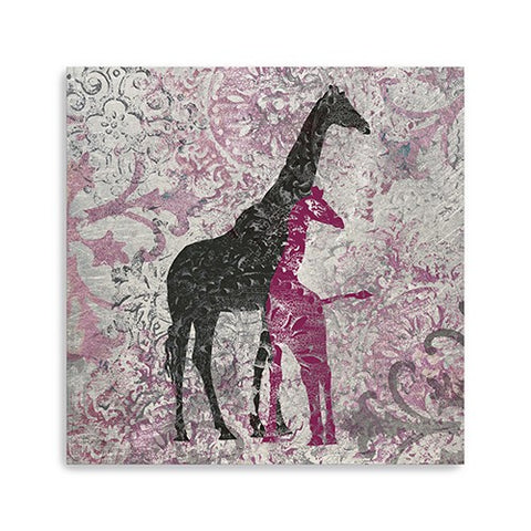 30" Exotic Pink Giraffes Canvas Wall Art