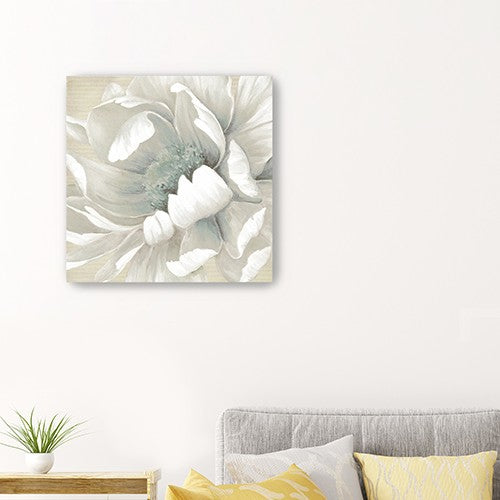 20" Soft Winter Flower in Bloom Canvas Wall Art