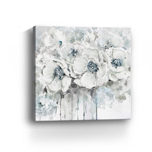 30" Winter Blues Flower Canvas Wall Art