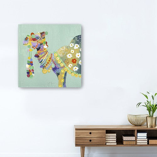 30" Moroccan Party Camel Canvas Wall Art