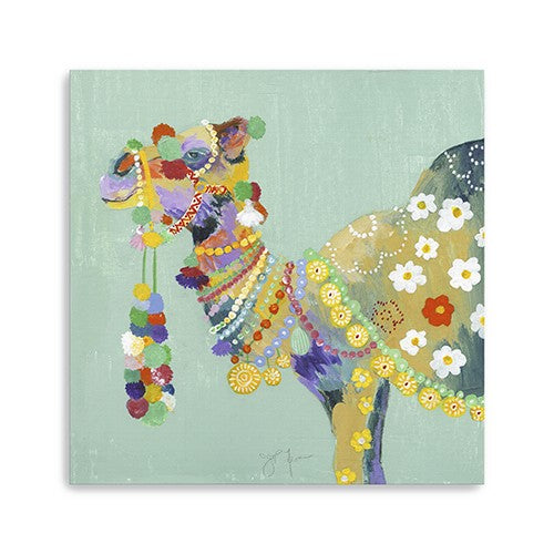 30" Moroccan Party Camel Canvas Wall Art