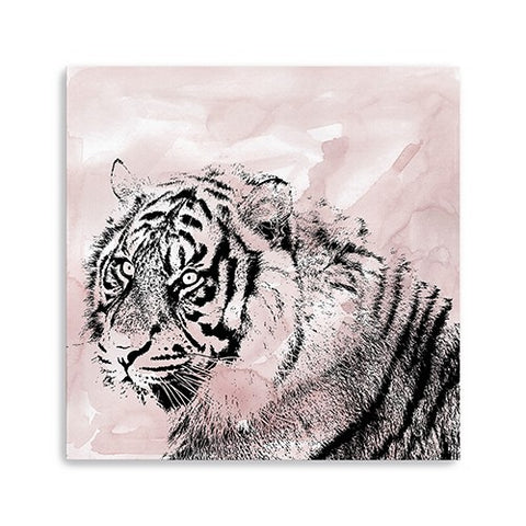 20" Pink Crouching Tiger Canvas Wall Art