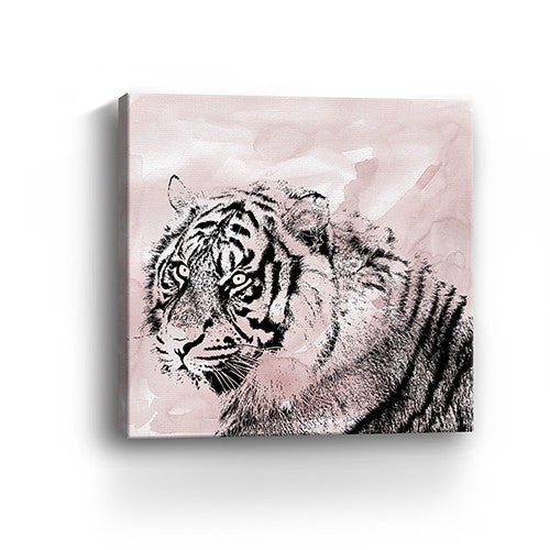 30" Pink Crouching Tiger Canvas Wall Art