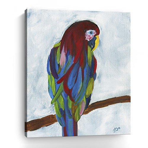 Large Bright and Tropical Parrot Canvas Wall Art