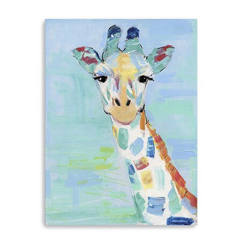 32" x 24" Pastel Patchwork Giraffe Canvas Wall Art