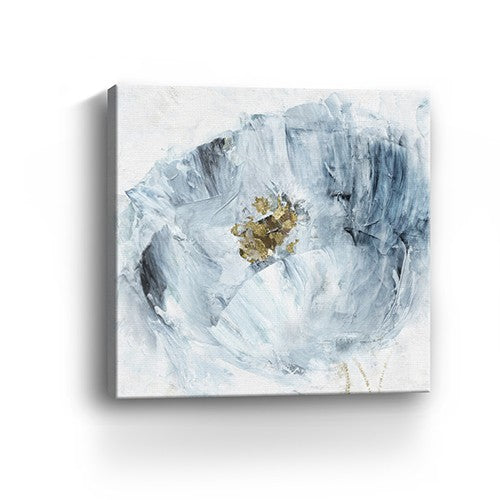 30" x 30" Watercolor Abstract Gray Blue Flower II Canvas Wall Art