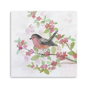 30" Flower and Bird Canvas Wall Art