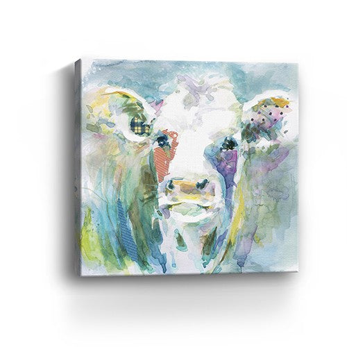 30" Watercolor Cow Canvas Wall Art