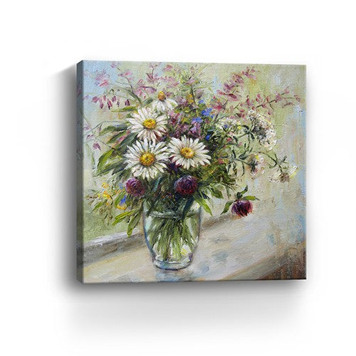 20" Pretty Vase of Flowers Canvas Wall Art