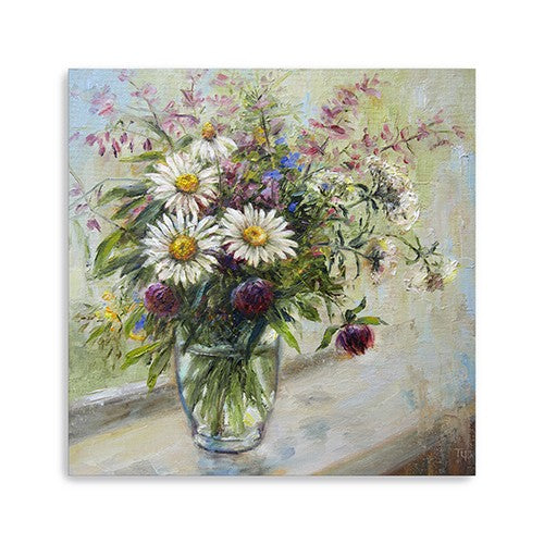 20" Pretty Vase of Flowers Canvas Wall Art