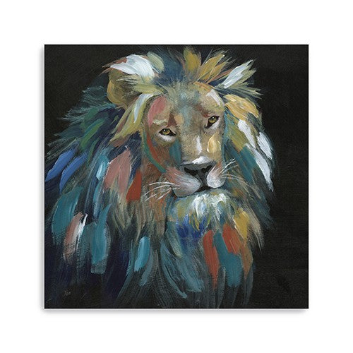 20" Painted Lion Portrait Canvas Wall Art