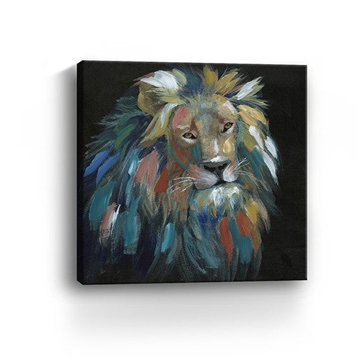 20" Painted Lion Portrait Canvas Wall Art