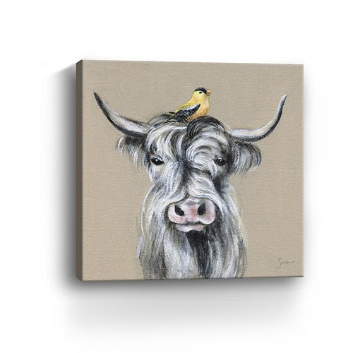 20" Cute Highland Cow Canvas Wall Art