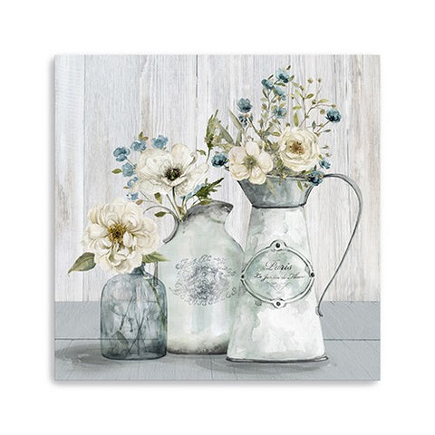 20" Rustic Flowers Canvas Wall Art