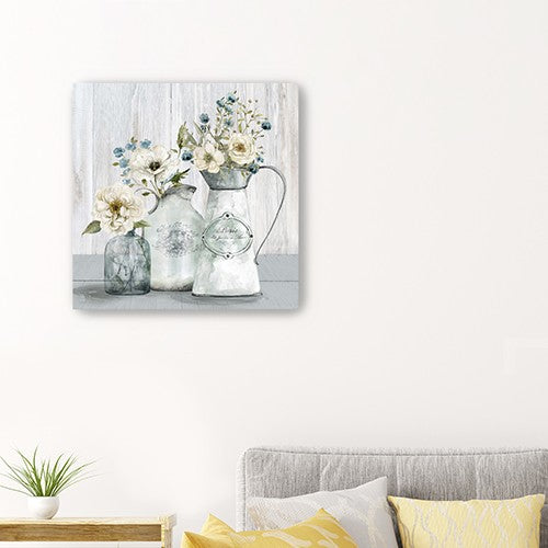 30" Rustic Flowers Canvas Wall Art