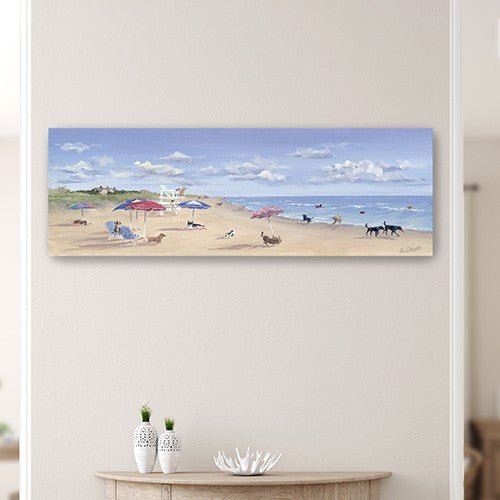 30" x 10" Dogs Rule the Beach Canvas Wall Art