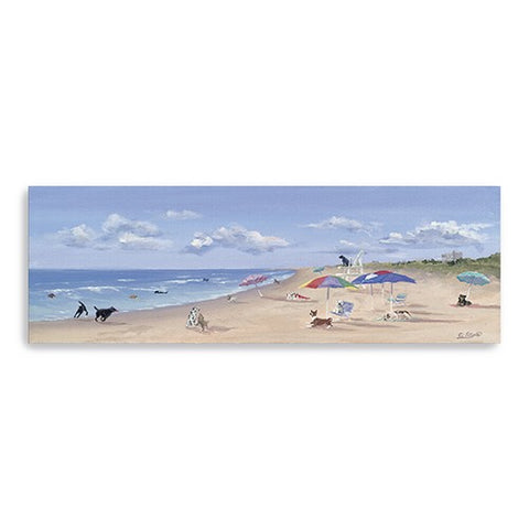 Small Dogs Playing at the Beach Canvas Wall Art