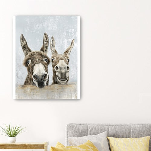 24" Cute Donkeys Canvas Wal Art