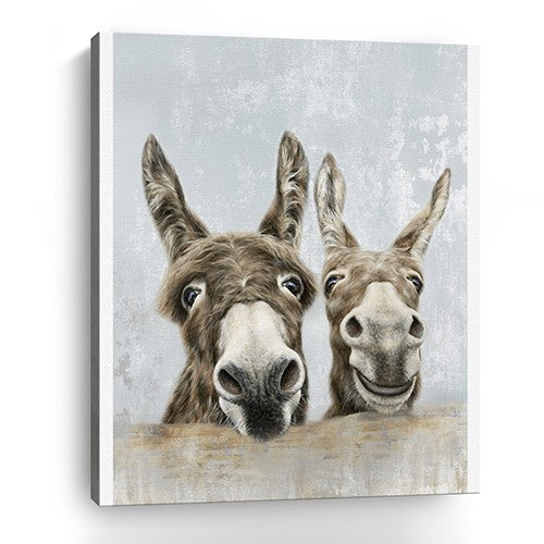 32" Cute Donkeys Canvas Wal Art