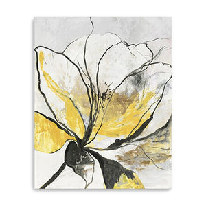 30" Modern Yellow and Black Flower Canvas Wall Art