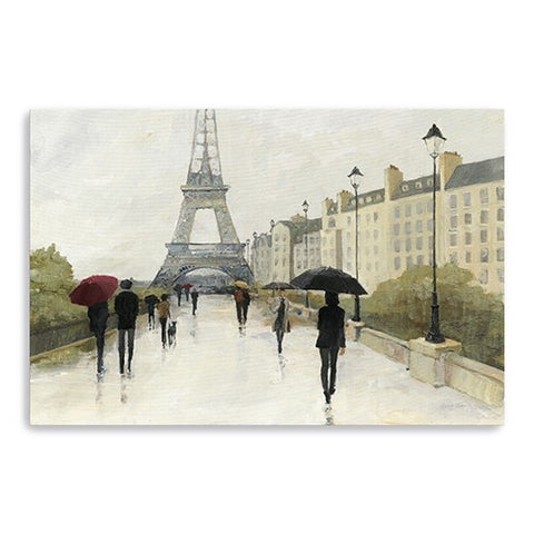 24" Parisian Rainy Day Canvas Wall Art