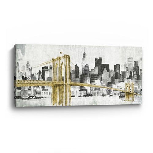 20" NYC Golden Bridge Skyline Canvas Wall Art