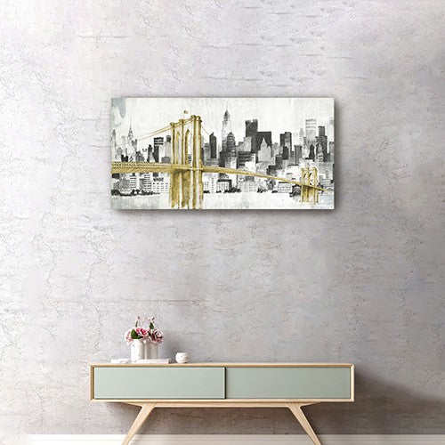 20" NYC Golden Bridge Skyline Canvas Wall Art