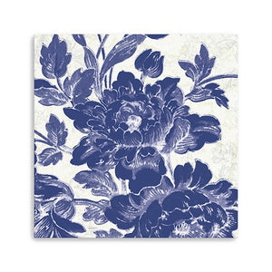 20" Blue Toile Roses Canvas Wall Art