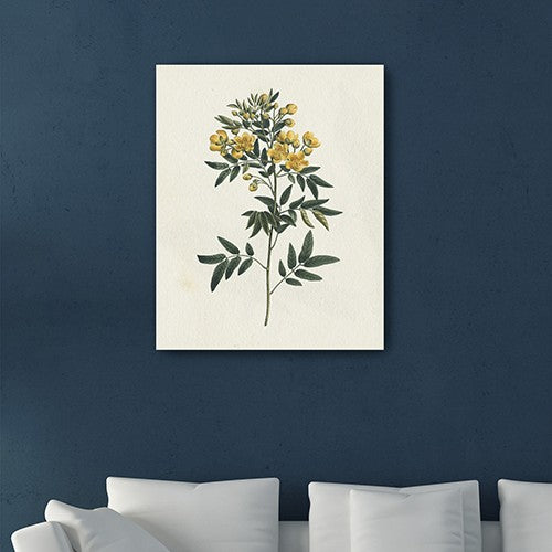 20" Singular Yellow Blossom Branch Canvas Wall Art