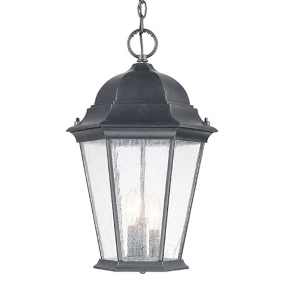 Three Light Matte Black Domed Lantern Hanging Light