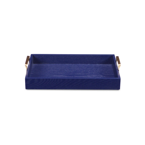 Royal Blue Wooden Tray with Gold Handles