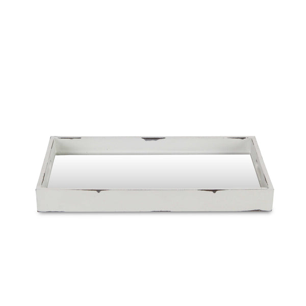 White Wooden Mirrored Serving Tray