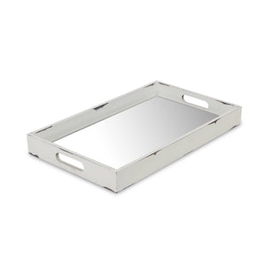 White Wooden Mirrored Serving Tray