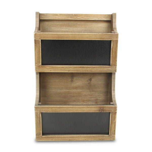 Two Tier Wooden Chalkboard Wall Storage