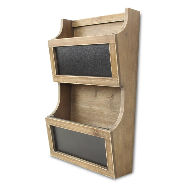 Two Tier Wooden Chalkboard Wall Storage