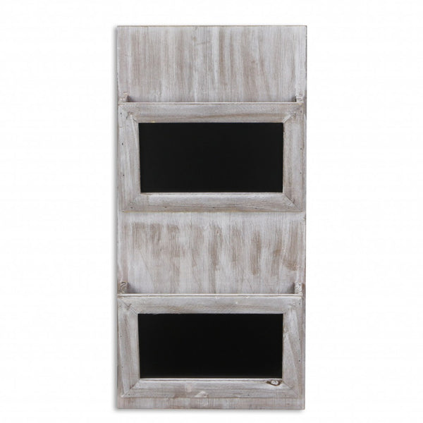 Modern Rustic Whitewash Chalkboard Wall Storage