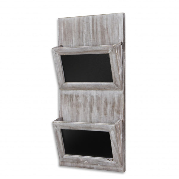 Modern Rustic Whitewash Chalkboard Wall Storage