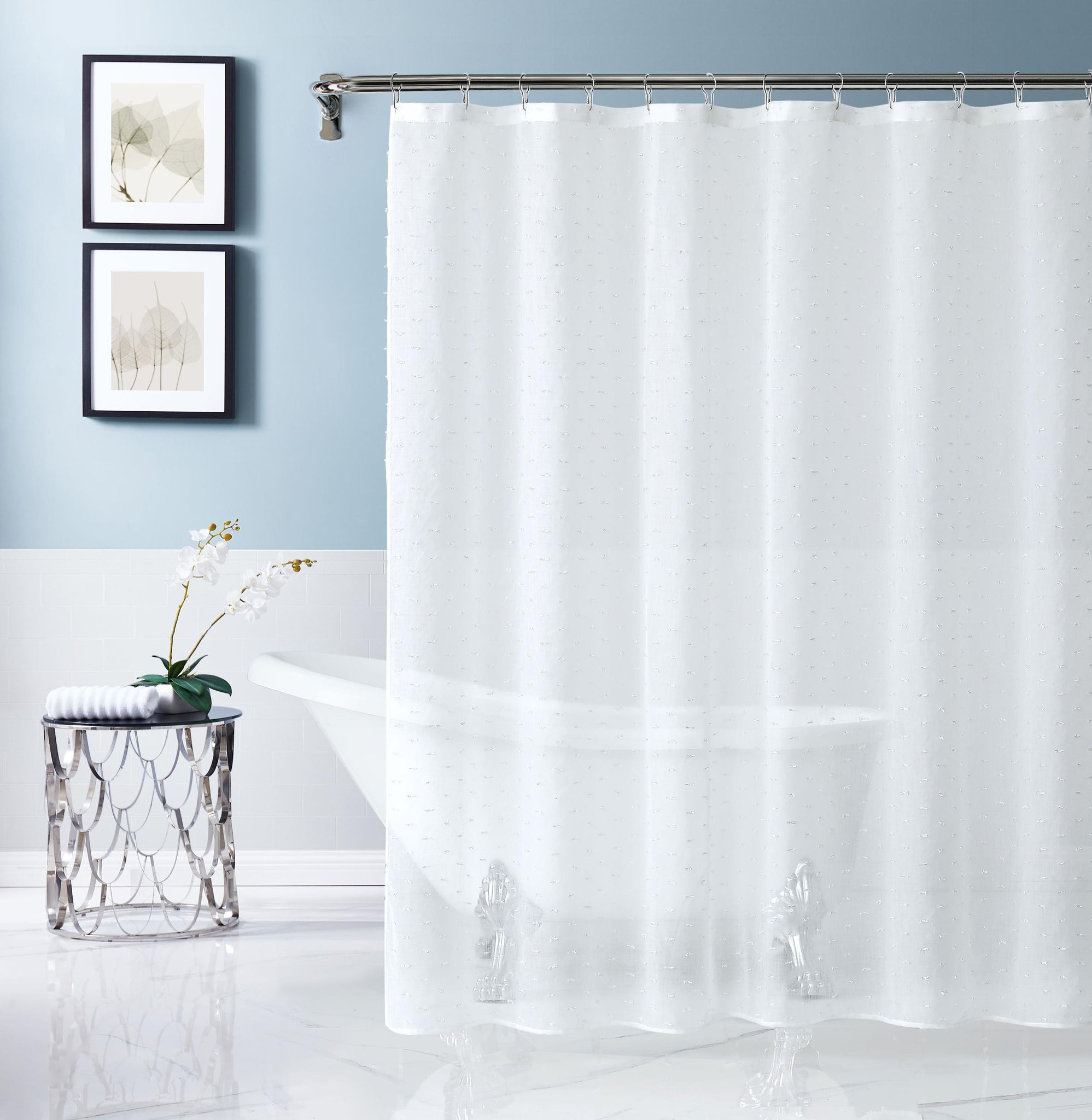 White Puff Sprinkles Shower Curtain