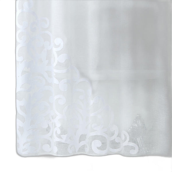 White Contemporary Velvet Scroll Shower Curtain