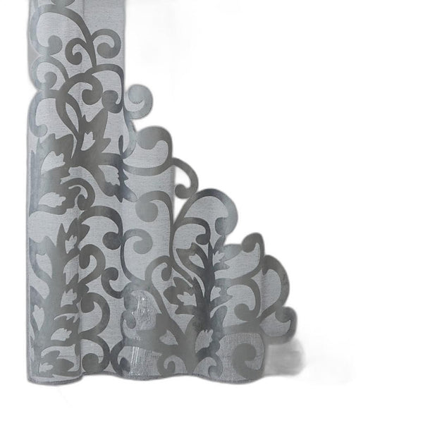 Silver Contemporary Velvet Scroll Shower Curtain