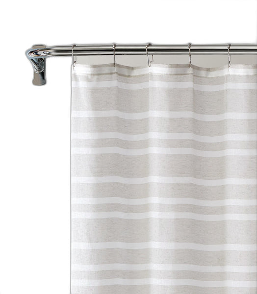 Taupe and White Striped Shower Curtain