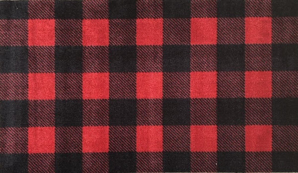 2' x 4' Black and Red Buffalo Check Washable Floor Mat