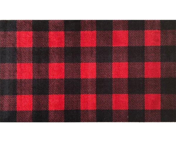 2' x 4' Black and Red Buffalo Check Washable Floor Mat