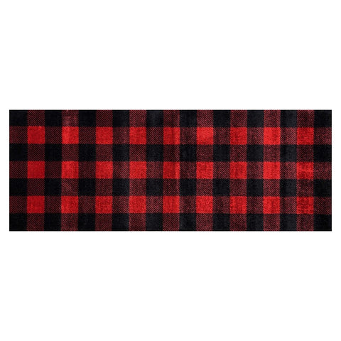 2' x 6' Black and Red Buffalo Check Washable Runner Rug