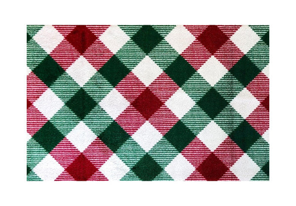 2' x 4' Red and Green Plaid Washable Floor Mat