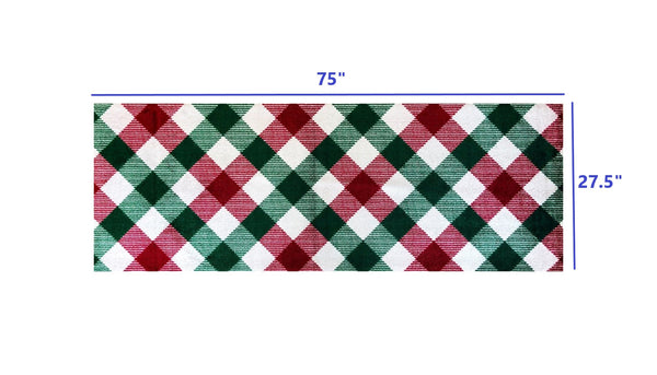 2' x 6' Red and Green Plaid Washable Runner Rug