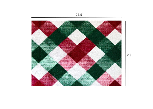 2' x 3' Red and Green Plaid Washable Floor Mat