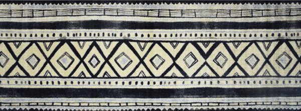 2' x 6' Black and Gray Modern Tribal Washable Runner Rug