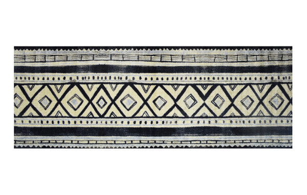 2' x 6' Black and Gray Modern Tribal Washable Runner Rug